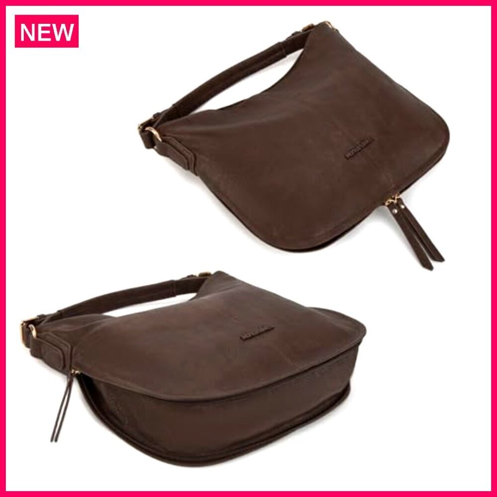 Large Vegan Leather Hobo Bag with Adjustable Strap, Multiple Pockets - Picture 5 of 8